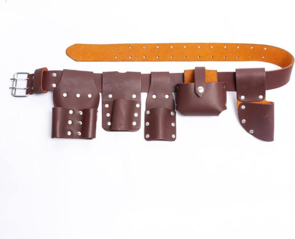 FUERI 6 Pcs Leather Scaffolding tool belt for Carpenters and Electricians Maroon