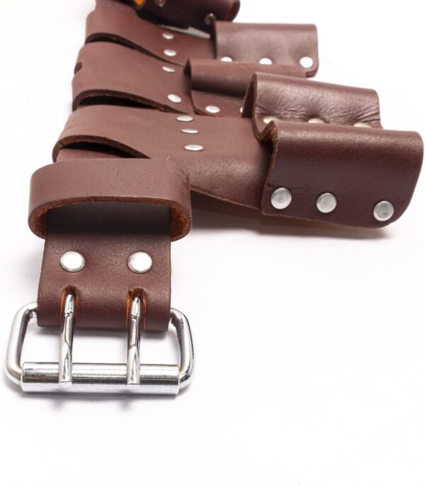 FUERI 6 Pcs Leather Scaffolding tool belt for Carpenters and Electricians Maroon