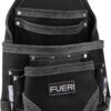 FUERI Leather Tool Pouch for Carpenters 10 Pocket Framers Belt Bag Black