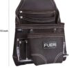 FUERI Leather Tool Pouch for Carpenters 10 Pocket Framers Belt Bag Chocolate