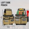 FUERI Nylon & Leather Tool Belt for Men | Heavy Duty Tool Bag set with 2 Pouches Black & Beige