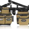 FUERI Nylon & Leather Tool Belt for Men | Heavy Duty Tool Bag set with 2 Pouches Black & Beige