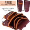 FUERI Professional 10 Pocket Carpenter Tool Pouch Framers Bag Maroon