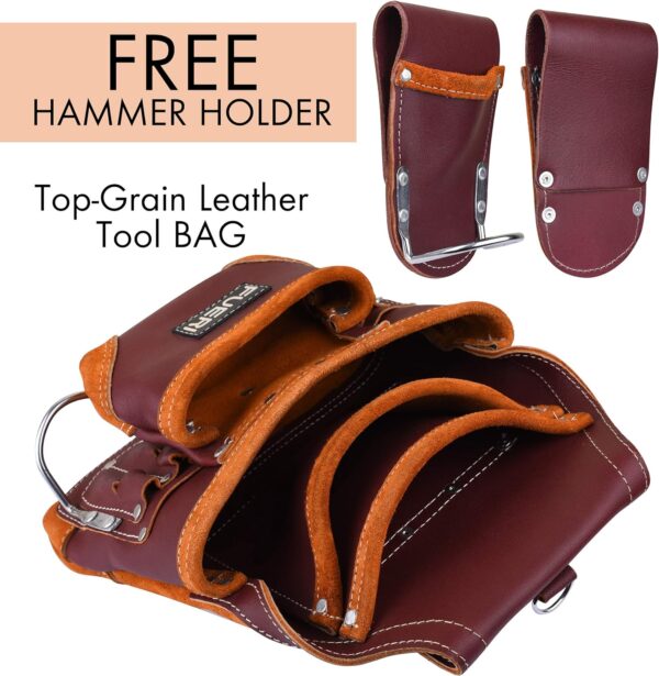 FUERI Professional 10 Pocket Carpenter Tool Pouch Framers Bag Maroon