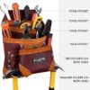 FUERI Professional 10 Pocket Carpenter Tool Pouch Framers Bag Maroon