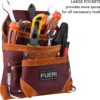 FUERI Professional 10 Pocket Carpenter Tool Pouch Framers Bag Maroon