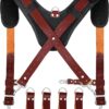 FUERI Tool Belt Suspender with 4 Detachable D-Loop for Construction Tool Belt Maroon