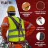 FUERI Tool Belt Suspender with 4 Detachable D-Loop for Construction Tool Belt Maroon