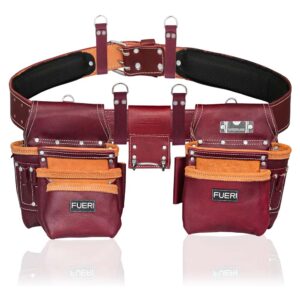 FUERI Tool Pouch Framers Combo Tool Belt Tool Kit Maroon