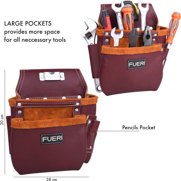 FUERI Tool Pouch Framers Combo Tool Belt Tool Kit Maroon