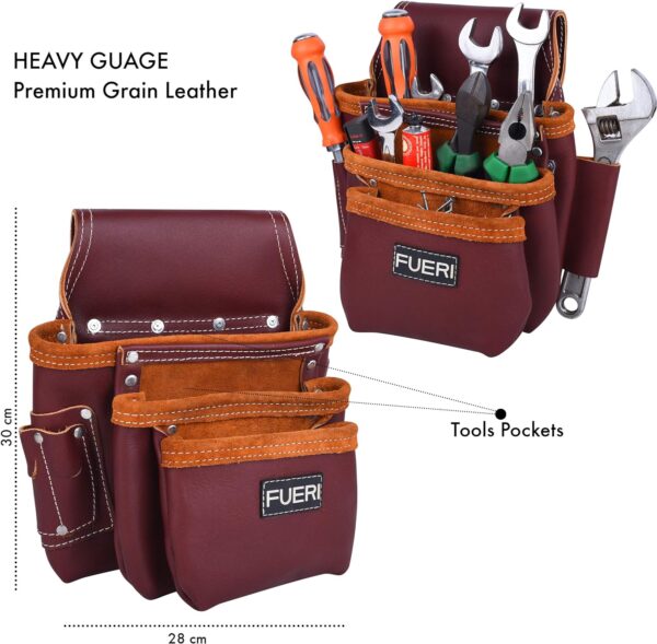 FUERI Tool Pouch Framers Combo Tool Belt Tool Kit Maroon