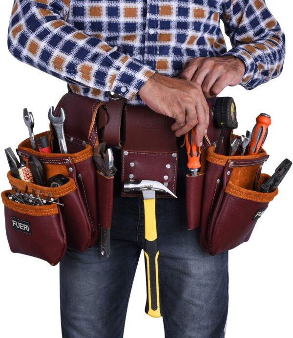 FUERI Tool Pouch Framers Combo Tool Belt Tool Kit Maroon