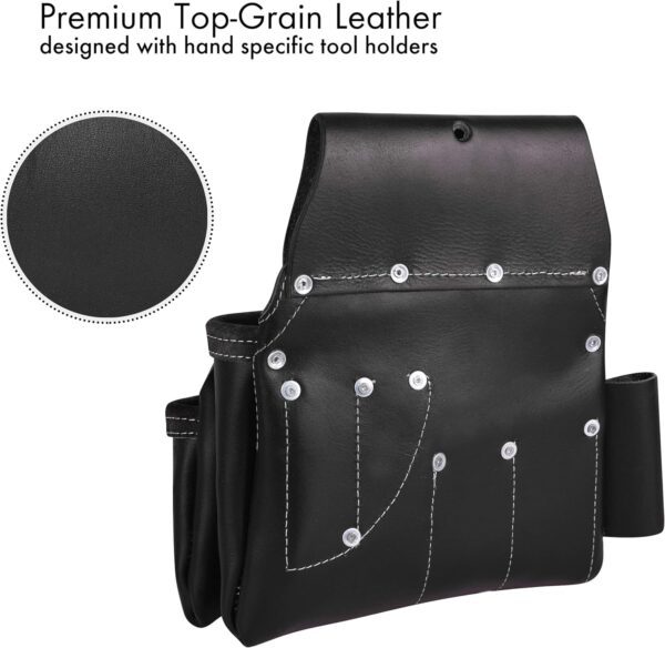 Heavy Duty 19 Pocket Leather Tool Belt Multipurpose Pockets Black