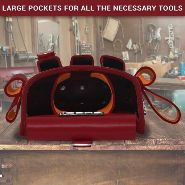 Professional 4 Pocket Electrician Tool Pouch Tool Bag Tool Kit Maroon