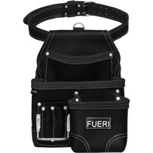 FUERI 7-Pocket Carpenter Tool Belt Pouch for Electrician Black