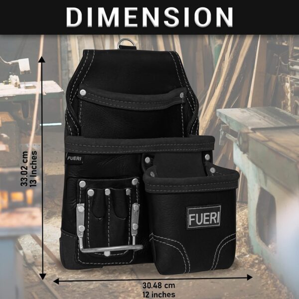 FUERI 7-Pocket Carpenter Tool Belt Pouch for Electrician Black