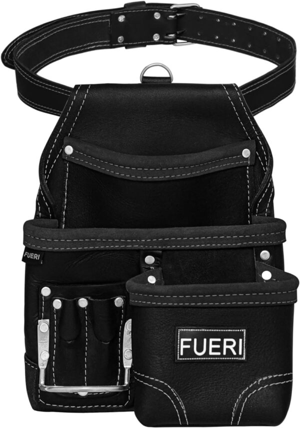 FUERI 7-Pocket Carpenter Tool Belt Pouch for Electrician Black