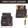 FUERI Heavy Duty Construction Tool Belt, 11 pockets Tool Pouch Chocolate