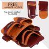 FUERI Leather Tool Pouch for Carpenters 5 Pocket Framers Belt Bag Kit Maroon