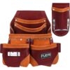 FUERI Leather Tool Pouch for Carpenters 5 Pocket Framers Belt Bag Kit Maroon