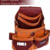 FUERI Leather Tool Pouch for Carpenters 5 Pocket Framers Belt Bag Kit Maroon