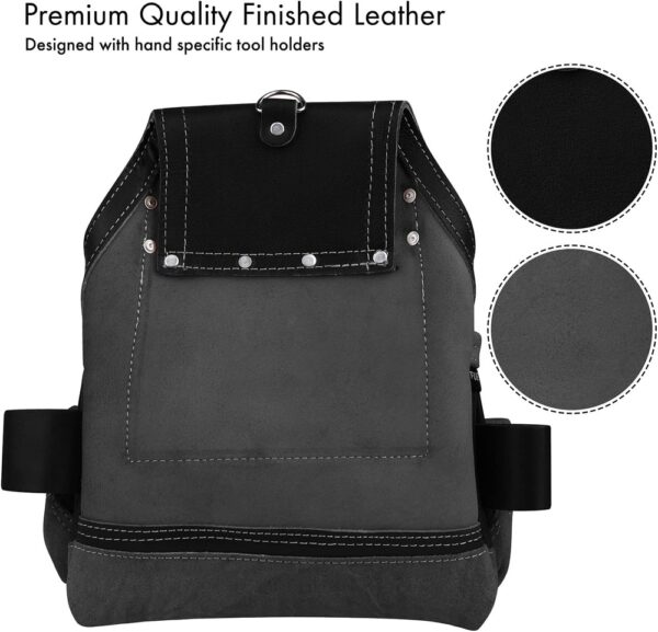 FUERI Leather Tool Pouch for Carpenters 5 Pocket Framers Belt Bag Kit black