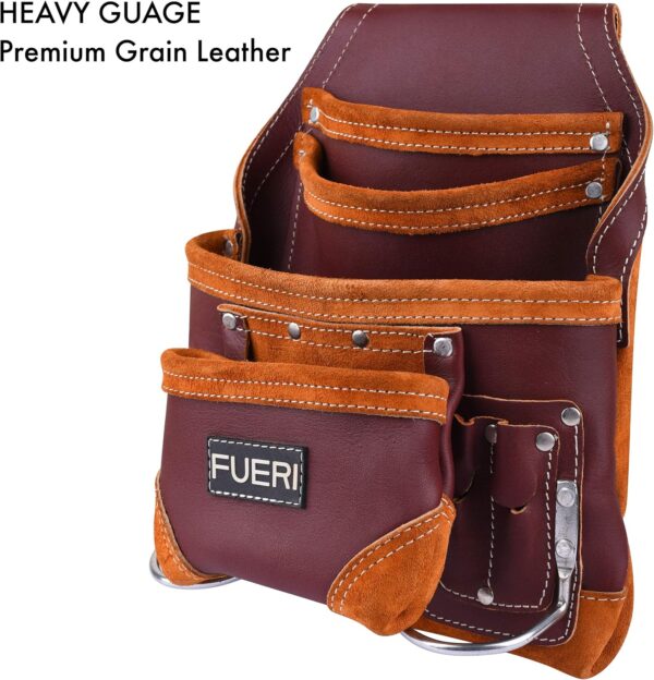 FUERI Professional 10 Pocket Carpenter Tool Pouch Meroon