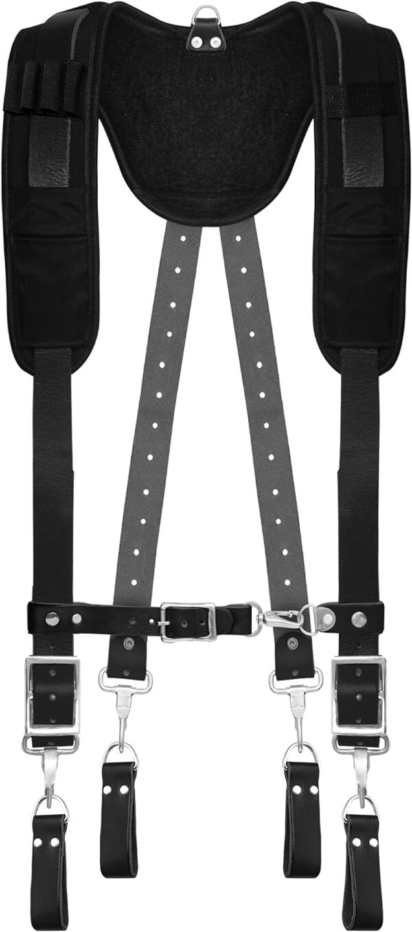 FUERI Tool Belt Suspender with 4 Detachable D-Loop Black