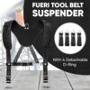 FUERI Tool Belt Suspender with 4 Detachable D-Loop Black