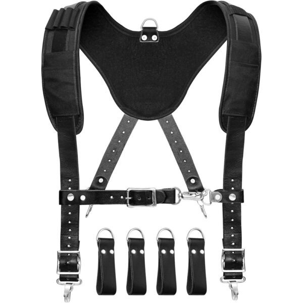 FUERI Tool Belt Suspender with 4 Detachable D-Loop Black