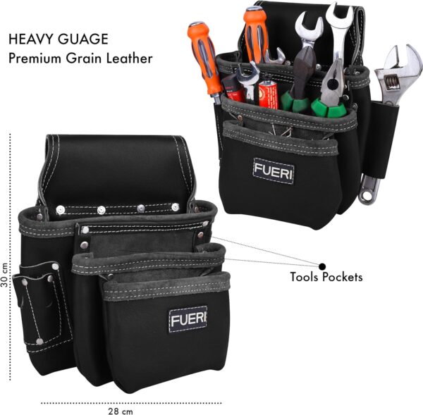 FUERI Tool Belts for Men, Framers Pouch, Heavy Duty Black