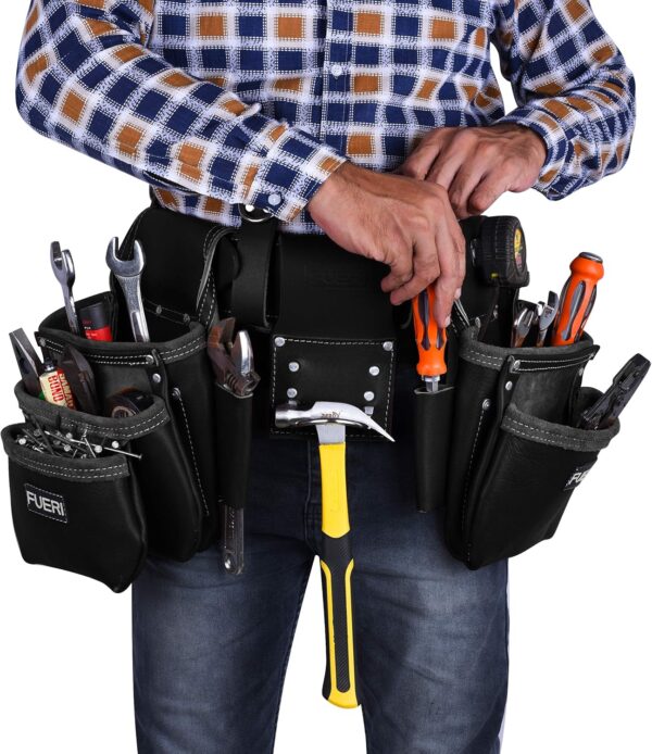 FUERI Tool Belts for Men, Framers Pouch, Heavy Duty Black