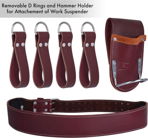 Heavy Duty 19 Pocket Leather Tool Belt Multipurpose Pockets Maroon.8jpg