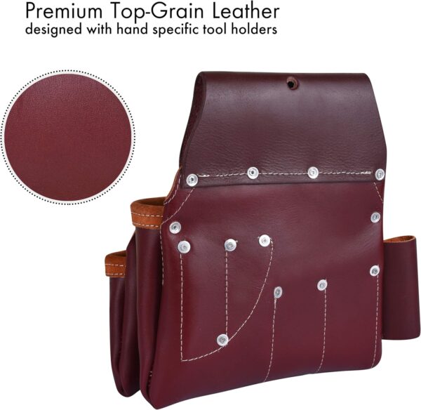 Heavy Duty 19 Pocket Leather Tool Belt Multipurpose Pockets Maroon.8jpg