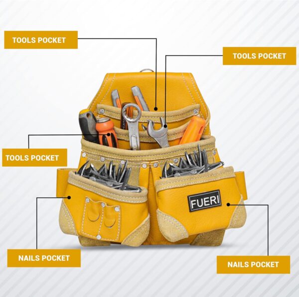 yellow 5 pocket tool pouch organizer